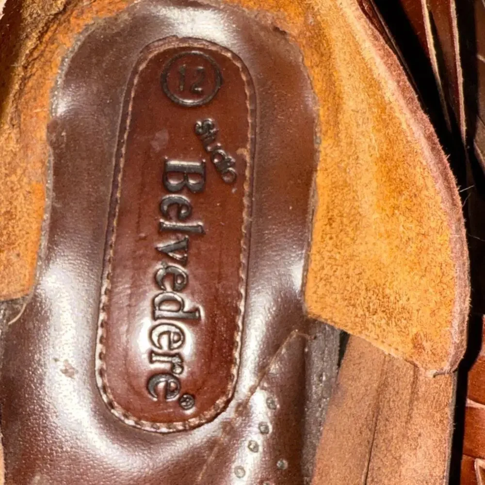 Men's Brown Woven Leather Sandals - Comfort Slip-On